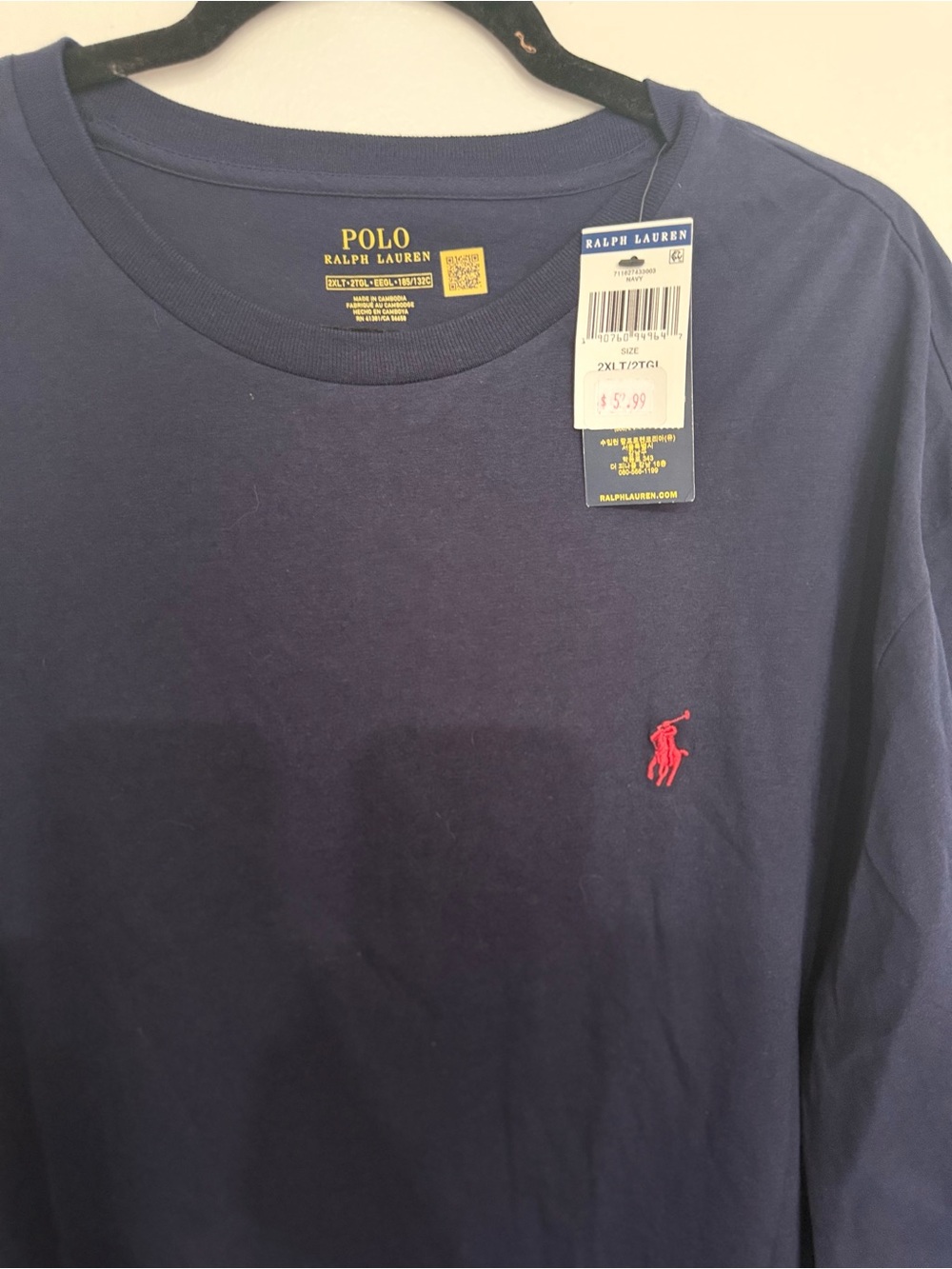 Polo by Ralph Lauren Navy Long Sleeve Tee with Red Pony